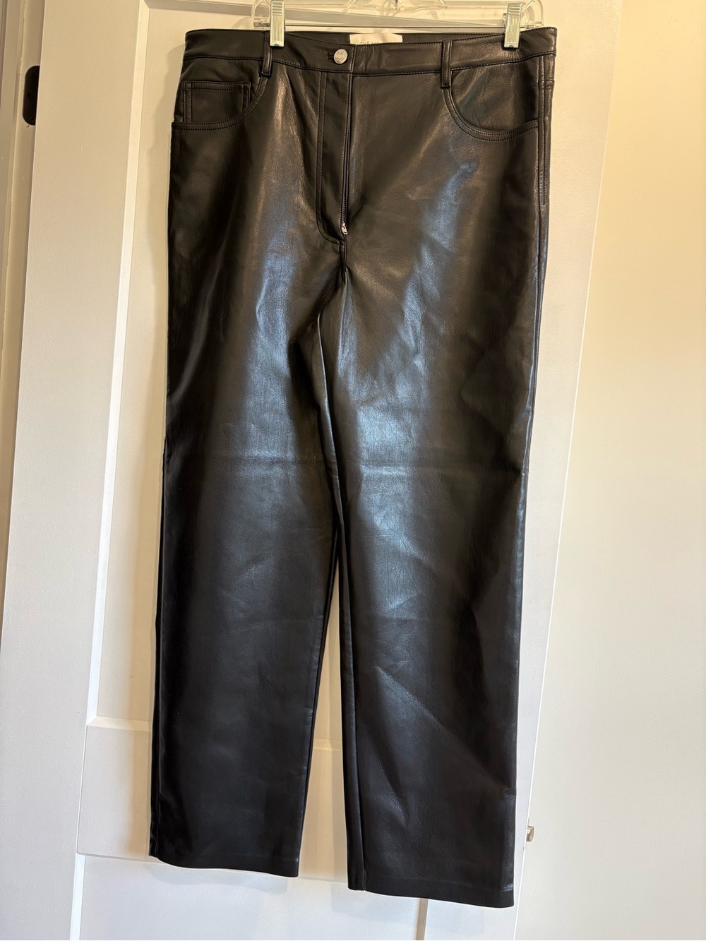 Wilfred Black Faux Leather Straight-Leg Pants